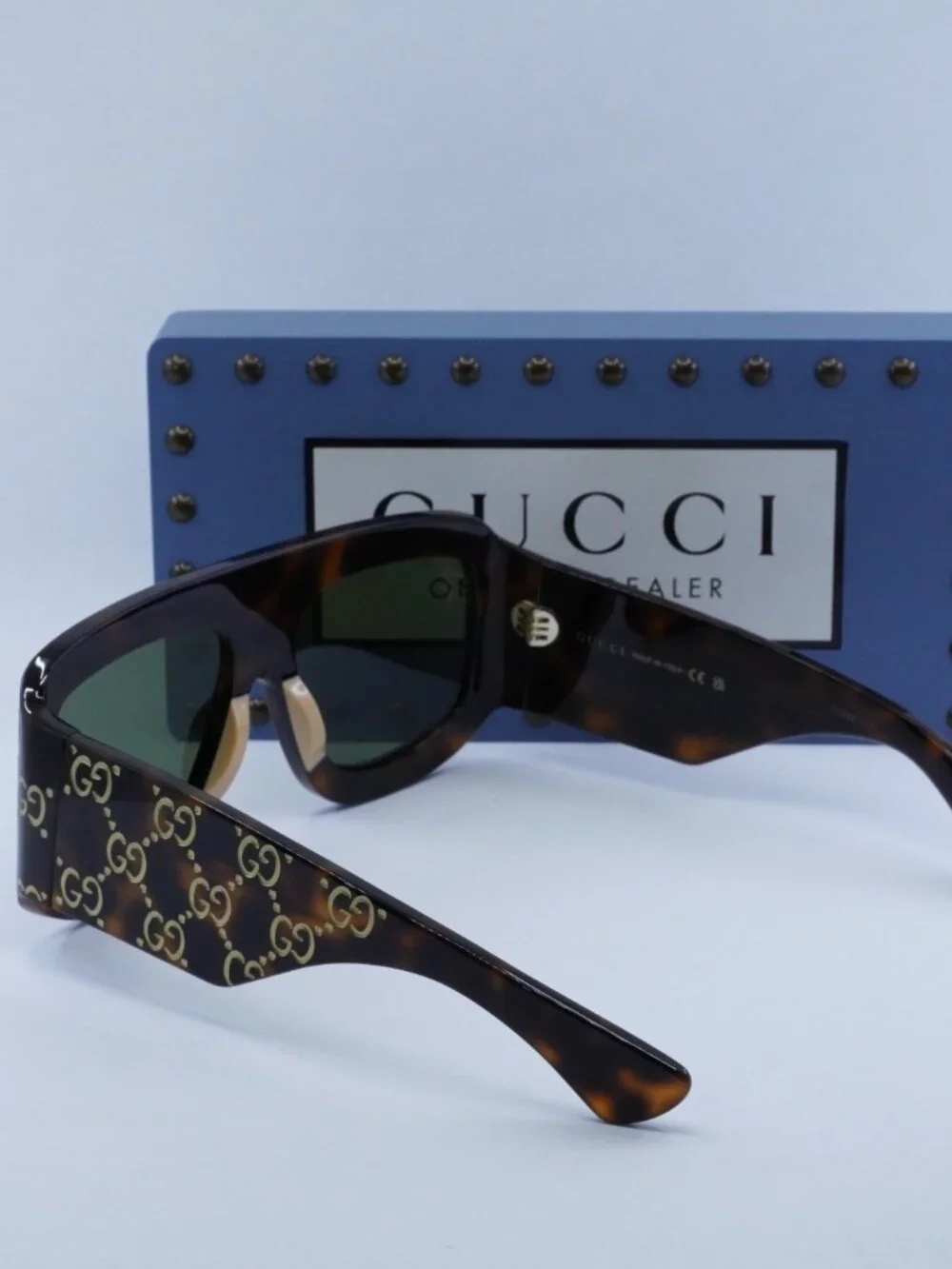 Gucci GG0983S 002 Square Sunglasses - Havana With Gold GG Pattern\Green